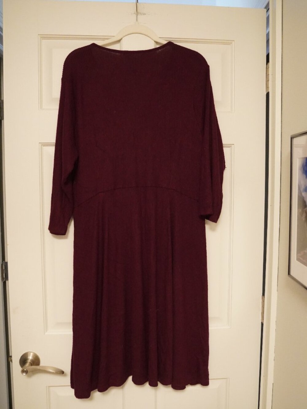 Market & Spruce 2X Burgundy Rib Knit Wrap Dress Plus Size Midi Casual - Picture 4 of 4
